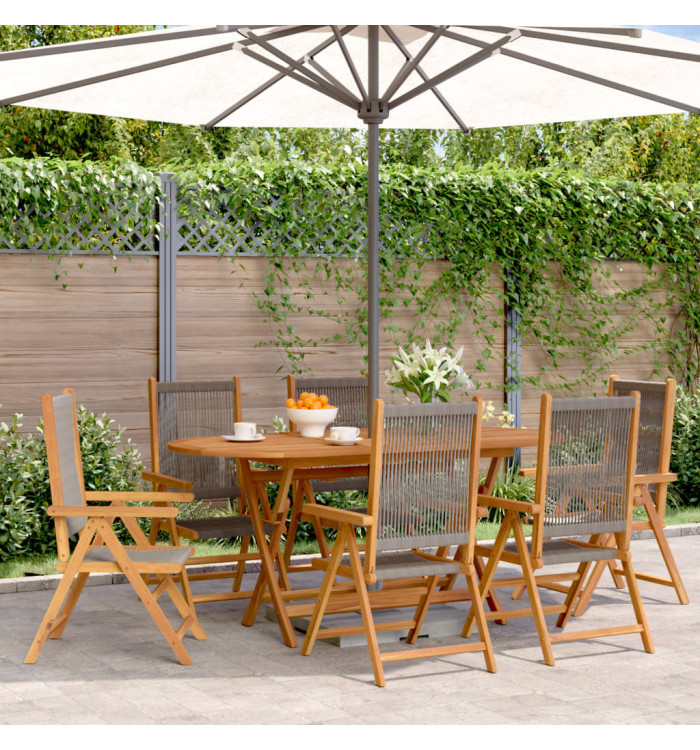 Chaises inclinables de jardin lot de 6 gris bois massif acacia | Mobilier & Déco