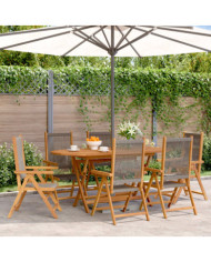 Chaises inclinables de jardin lot de 6 gris bois massif acacia | Mobilier & Déco