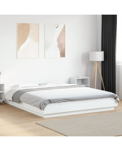 Cadre de lit avec lumières LED sans matelas blanc 160x200 cm | Mobilier & Déco