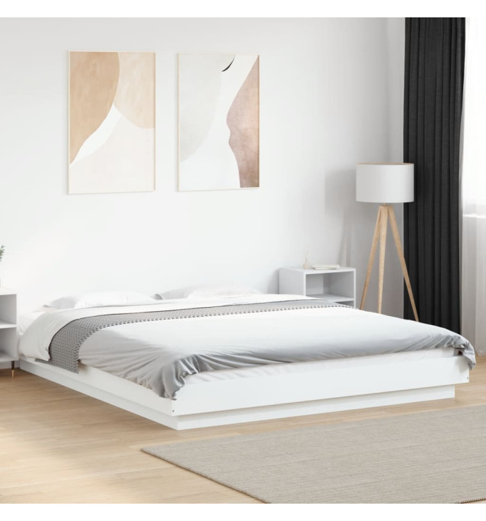 Cadre de lit avec lumières LED sans matelas blanc 160x200 cm | Mobilier & Déco