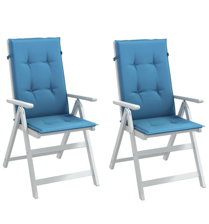 Coussins de chaise à dossier haut lot de 2 bleu mélangé tissu | Mobilier & Déco