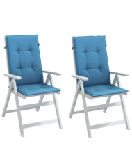 Coussins de chaise à dossier haut lot de 2 bleu mélangé tissu | Mobilier & Déco