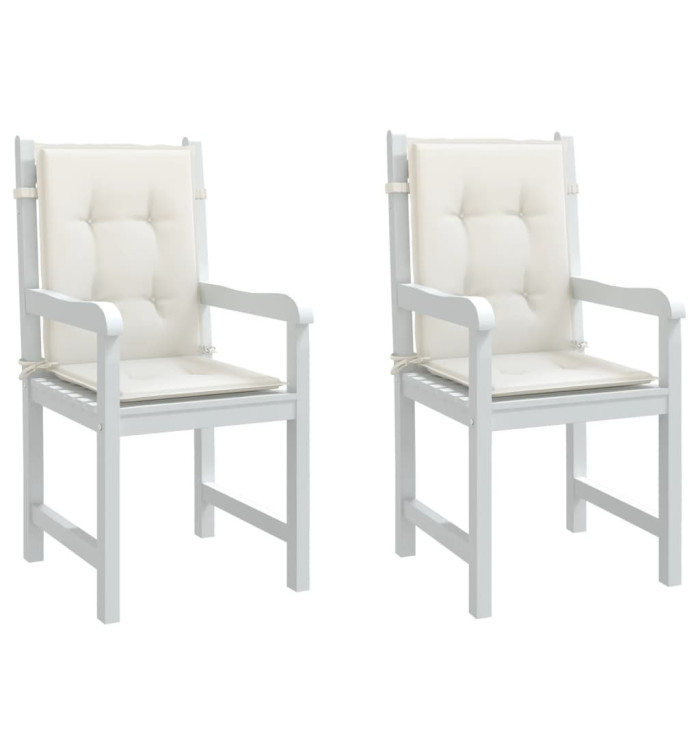 Coussins de chaise à dossier bas lot de 2 crème mélangé tissu | Mobilier & Déco