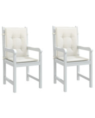 Coussins de chaise à dossier bas lot de 2 crème mélangé tissu | Mobilier & Déco