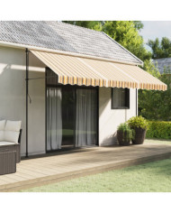 Tissu de remplacement de cantonnière d’auvent rayure jaune gris | Mobilier & Déco