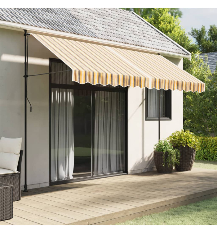 Tissu de remplacement de cantonnière d’auvent rayure jaune gris | Mobilier & Déco