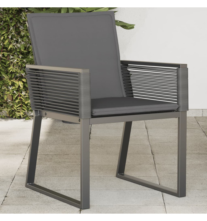 Chaises de jardin lot de 4 avec coussins noir résine tressée | Mobilier & Déco