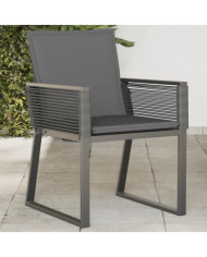 Chaises de jardin lot de 4 avec coussins noir résine tressée | Mobilier & Déco