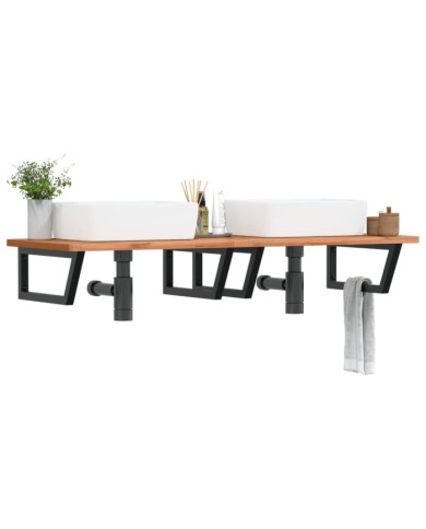 Supports d'étagères pour lavabo 2 pcs noir trapèze acier | Mobilier & Déco