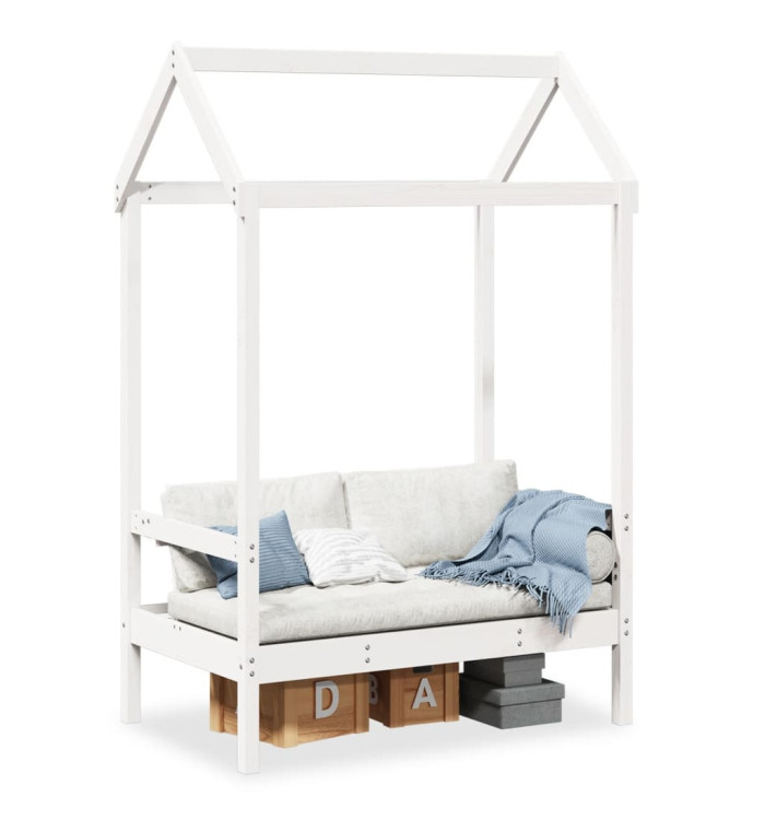 Banc avec toit blanc 117,5x70x176,5 cm bois de pin massif | Mobilier & Déco