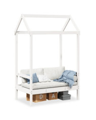 Banc avec toit blanc 117,5x70x176,5 cm bois de pin massif | Mobilier & Déco
