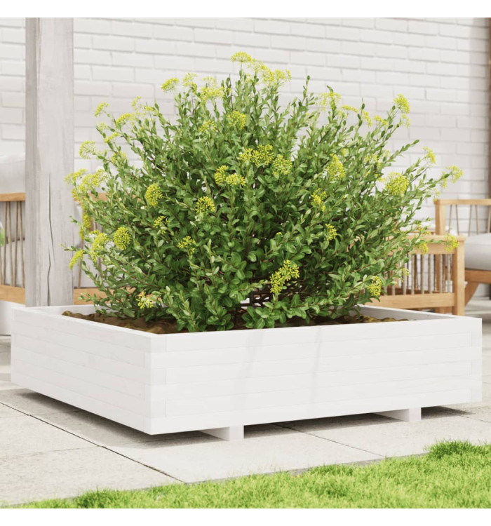 Jardinière blanc 100x100x26,5 cm bois de pin massif | Mobilier & Déco