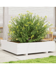 Jardinière blanc 100x100x26,5 cm bois de pin massif | Mobilier & Déco