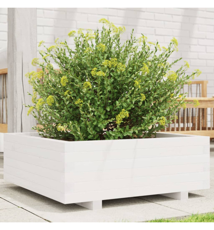 Jardinière blanc 70x70x26,5 cm bois de pin massif | Mobilier & Déco