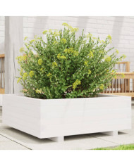 Jardinière blanc 70x70x26,5 cm bois de pin massif | Mobilier & Déco
