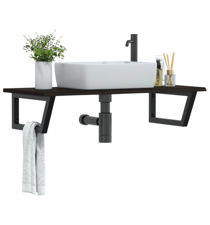 Étagère de vasque murale acier et bois de chêne massif | Mobilier & Déco