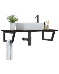 Étagère de vasque murale acier et bois de chêne massif | Mobilier & Déco
