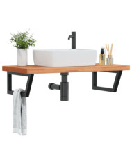 Étagère de vasque murale acier et bois massif de hêtre | Mobilier & Déco