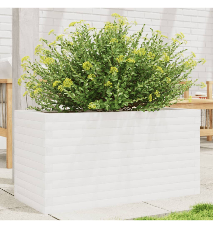 Jardinière blanc 90x40x45,5 cm bois de pin massif | Mobilier & Déco