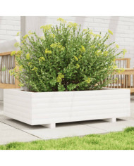Jardinière blanc 90x60x26,5 cm bois de pin massif | Mobilier & Déco