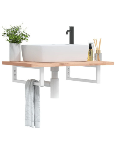 Supports d'étagères pour lavabo 2 pcs blanc rectangulaire acier | Mobilier & Déco
