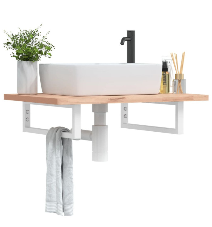 Supports d'étagères pour lavabo 2 pcs blanc rectangulaire acier | Mobilier & Déco