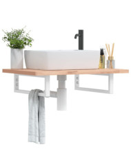 Supports d'étagères pour lavabo 2 pcs blanc rectangulaire acier | Mobilier & Déco