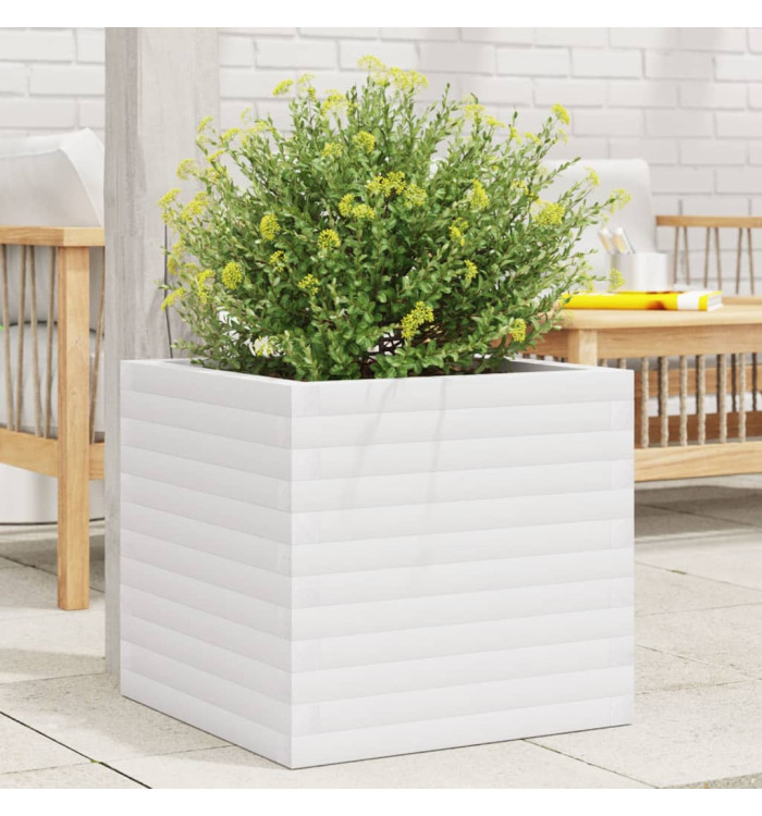 Jardinière blanc 50x50x46 cm bois de pin massif | Mobilier & Déco