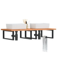 Étagère de vasque murale acier et bois massif de hêtre | Mobilier & Déco