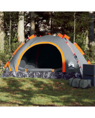 Tente de camping 2 personnes gris et orange libération rapide | Mobilier & Déco