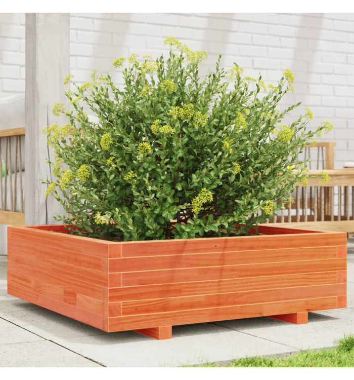 Jardinière cire marron 80x80x26,5 cm bois de pin massif | Mobilier & Déco