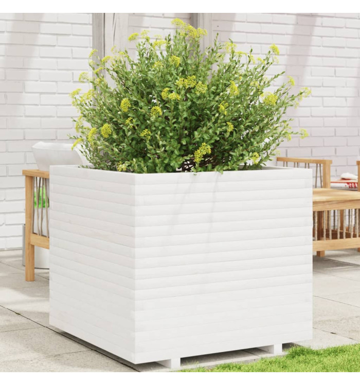 Jardinière blanc 80x80x72 cm bois de pin massif | Mobilier & Déco