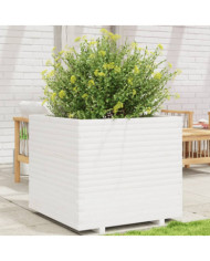 Jardinière blanc 80x80x72 cm bois de pin massif | Mobilier & Déco