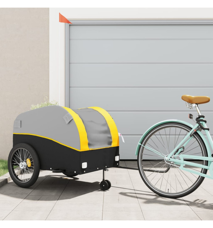 Remorque de vélo noir et jaune 45 kg fer | Mobilier & Déco