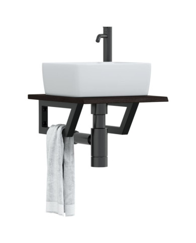 Étagère de vasque murale acier et bois de chêne massif | Mobilier & Déco