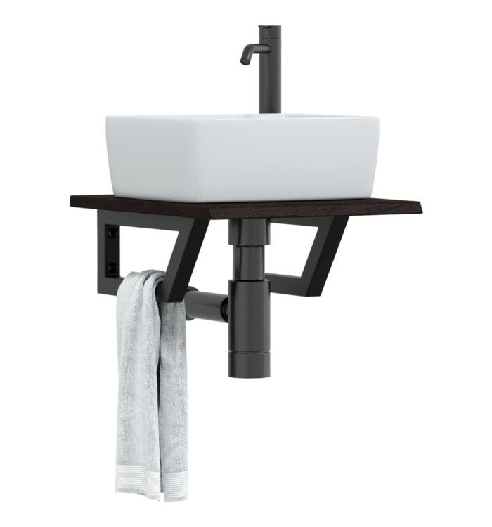 Étagère de vasque murale acier et bois de chêne massif | Mobilier & Déco