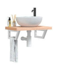 Étagère de vasque murale acier et bois massif de hêtre | Mobilier & Déco