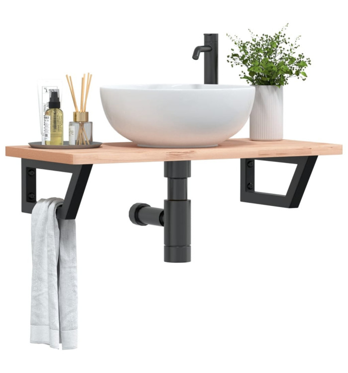 Étagère de vasque murale acier et bois massif de hêtre | Mobilier & Déco