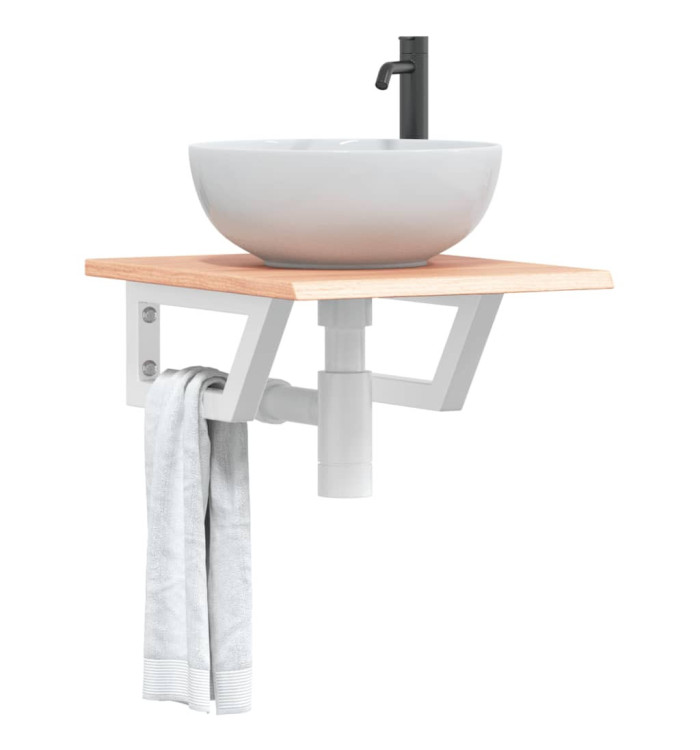Étagère de vasque murale acier et bois de chêne massif | Mobilier & Déco
