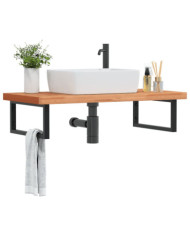 Étagère de vasque murale acier et bois massif de hêtre | Mobilier & Déco