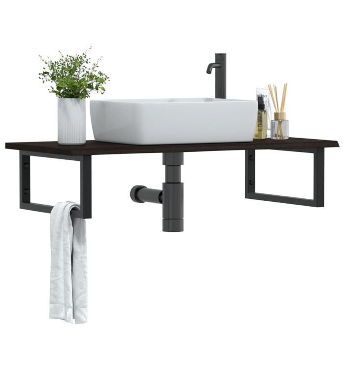Étagère de vasque murale acier et bois de chêne massif | Mobilier & Déco