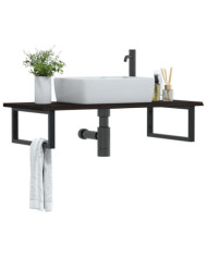 Étagère de vasque murale acier et bois de chêne massif | Mobilier & Déco