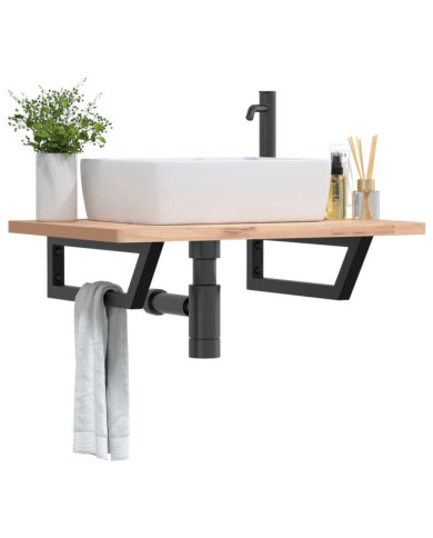 Supports d'étagères pour lavabo 2 pcs noir trapèze acier | Mobilier & Déco