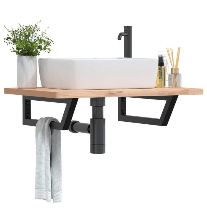 Supports d'étagères pour lavabo 2 pcs noir trapèze acier | Mobilier & Déco