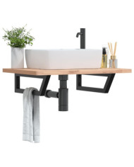 Supports d'étagères pour lavabo 2 pcs noir trapèze acier | Mobilier & Déco