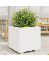 Jardinière blanc 60x60x49,5 cm bois de pin massif | Mobilier & Déco