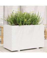Jardinière blanc 110x60x72 cm bois de pin massif | Mobilier & Déco
