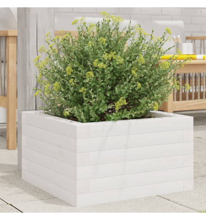 Jardinière blanc 40x40x23 cm bois de pin massif | Mobilier & Déco