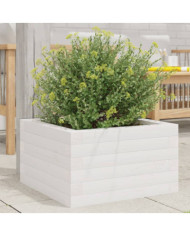 Jardinière blanc 40x40x23 cm bois de pin massif | Mobilier & Déco