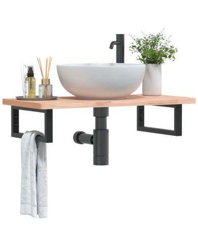 Supports d'étagères pour lavabo 2 pcs noir rectangulaire acier | Mobilier & Déco